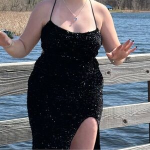 Stunning Black Sequin Prom Dress